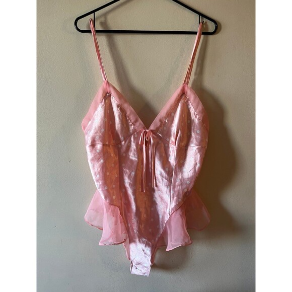 Victoria's Secret Other - Vintage Y2K Victoria’s Secret Pink Polka Dot Teddy Bodysuit M